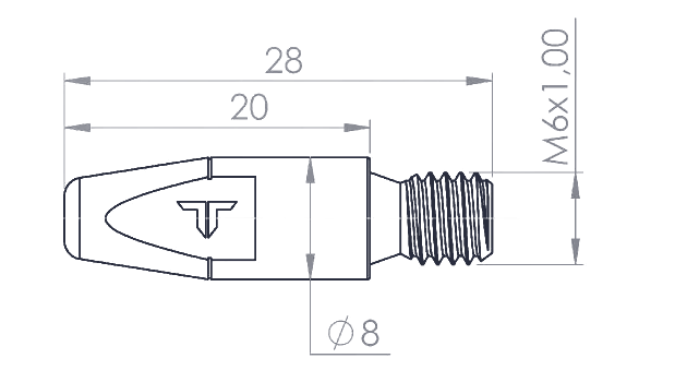 M6×28 Kontak Ucu — teknik çizim